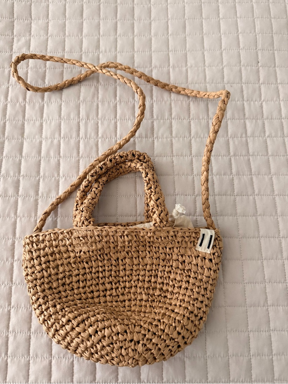 Zara Woven Straw Crossbody Bag in Natural Tan